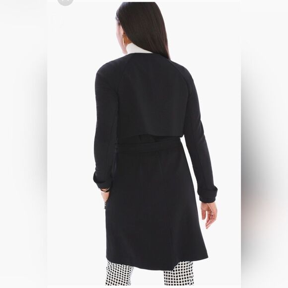 Chico’s Trench Topper long cardigan Jacket Black Plus 4/ XXL 20/22 Cottagecore - Picture 4 of 13